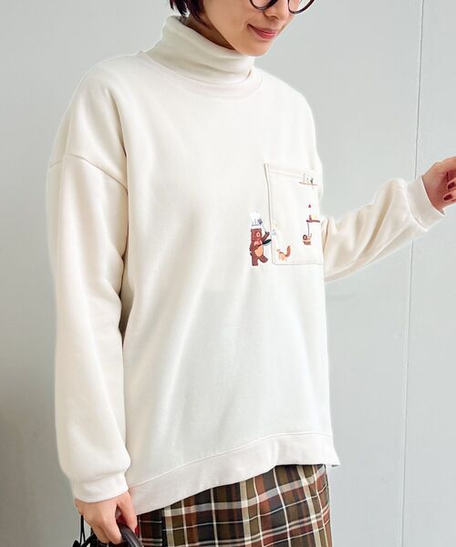 rps（アールピーエス）の「クッキングくま刺繍裾ドロスト裏起毛プルオーバー（スウェット・レディース・アイボリー/チャコールグレー/杢グレー・フリー）」の15枚目の写真