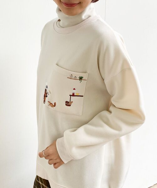 rps（アールピーエス）の「クッキングくま刺繍裾ドロスト裏起毛プルオーバー（スウェット・レディース・アイボリー/チャコールグレー/杢グレー・フリー）」の16枚目の写真