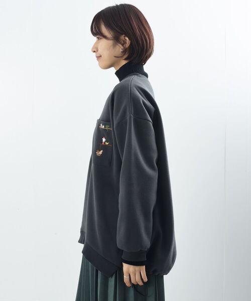 rps（アールピーエス）の「クッキングくま刺繍裾ドロスト裏起毛プルオーバー（スウェット・レディース・アイボリー/チャコールグレー/杢グレー・フリー）」の9枚目の写真