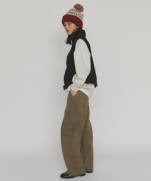 MERLOT(メルロー)の「ヴィンテージライクワイドスウェットパンツ(スウェットパンツ・レディース・ブラック/ベージュ・FREE)」の4枚目の写真