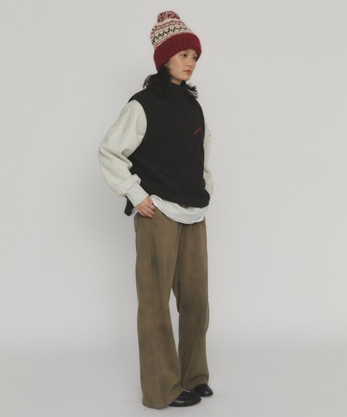 MERLOT(メルロー)の「ヴィンテージライクワイドスウェットパンツ(スウェットパンツ・レディース・ブラック/ベージュ・FREE)」の5枚目の写真