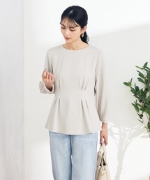❁ZU_NA210❁ 新品　ペプラムブラウスセットアップ　M ライトグレー ❁ZU_NA210❁ 新品 ペプラムブラウスセットアップ M ライト