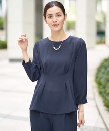 a.v.v | 【洗える/イージーケア】サテンストレッチペプラムブラウス【セットアップ対応】(シャツ/ブラウス)