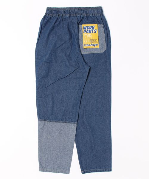CUBE SUGAR（キューブシュガー）の「デニム裏使い切替ワークパンツ（デニムパンツ・レディース・インディゴブルー/ライトブルー・L/M）」の3枚目の写真