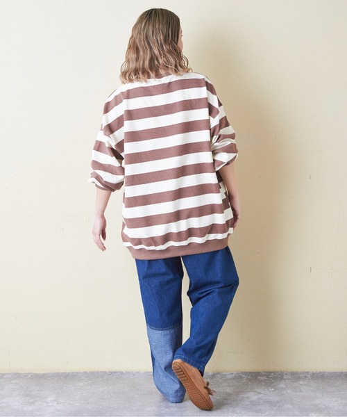 CUBE SUGAR（キューブシュガー）の「デニム裏使い切替ワークパンツ（デニムパンツ・レディース・インディゴブルー/ライトブルー・L/M）」の9枚目の写真