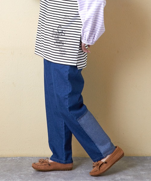 CUBE SUGAR（キューブシュガー）の「デニム裏使い切替ワークパンツ（デニムパンツ・レディース・インディゴブルー/ライトブルー・L/M）」の15枚目の写真