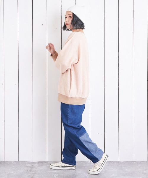 CUBE SUGAR（キューブシュガー）の「デニム裏使い切替ワークパンツ（デニムパンツ・レディース・インディゴブルー/ライトブルー・L/M）」の11枚目の写真