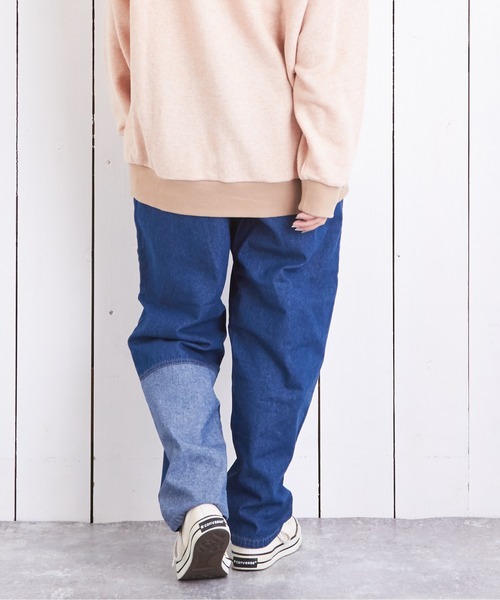 CUBE SUGAR（キューブシュガー）の「デニム裏使い切替ワークパンツ（デニムパンツ・レディース・インディゴブルー/ライトブルー・L/M）」の13枚目の写真