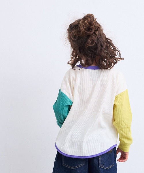 Life Support Products(ライフサポートプロダクツ)の「ワッフルロンT(Tシャツ/カットソー・キッズ・ブルー/杢グレー/チャコール/オレンジ/イエロー/パープル/オフホワイト/ホワイト系その他/グリーン/ピンク/グレー系その他2/ホワイト系/グレー系その他/ホワイト系その他2・100/95/90/80/110/150/140/130/120)」の3枚目の写真