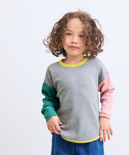 Life Support Products(ライフサポートプロダクツ)の「ワッフルロンT(Tシャツ/カットソー・キッズ・ブルー/杢グレー/チャコール/オレンジ/イエロー/パープル/オフホワイト/ホワイト系その他/グリーン/ピンク/グレー系その他2/ホワイト系/グレー系その他/ホワイト系その他2・100/95/90/80/110/150/140/130/120)」の6枚目の写真