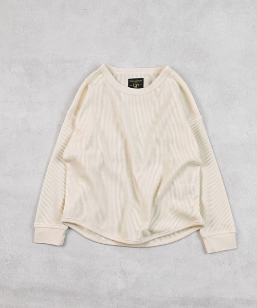 Life Support Products(ライフサポートプロダクツ)の「ワッフルロンT(Tシャツ/カットソー・キッズ・ブルー/杢グレー/チャコール/オレンジ/イエロー/パープル/オフホワイト/ホワイト系その他/グリーン/ピンク/グレー系その他2/ホワイト系/グレー系その他/ホワイト系その他2・100/95/90/80/110/150/140/130/120)」の2枚目の写真