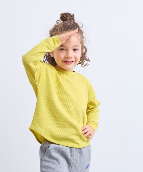 Life Support Products(ライフサポートプロダクツ)の「ワッフルロンT(Tシャツ/カットソー・キッズ・ブルー/杢グレー/チャコール/オレンジ/イエロー/パープル/オフホワイト/ホワイト系その他/グリーン/ピンク/グレー系その他2/ホワイト系/グレー系その他/ホワイト系その他2・100/95/90/80/110/150/140/130/120)」の12枚目の写真