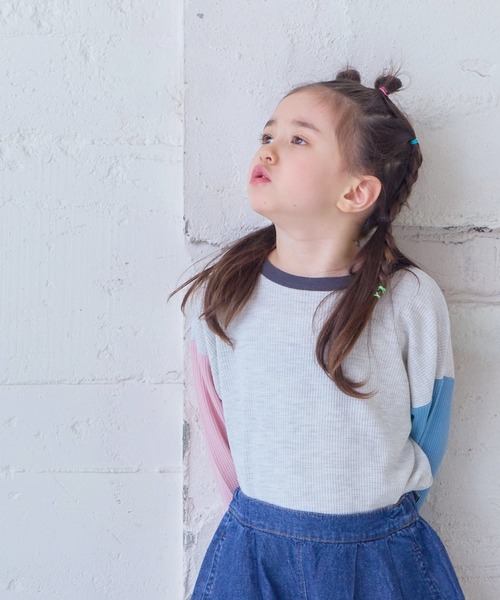 Life Support Products(ライフサポートプロダクツ)の「ワッフルロンT(Tシャツ/カットソー・キッズ・ブルー/杢グレー/チャコール/オレンジ/イエロー/パープル/オフホワイト/ホワイト系その他/グリーン/ピンク/グレー系その他2/ホワイト系/グレー系その他/ホワイト系その他2・100/95/90/80/110/150/140/130/120)」の4枚目の写真