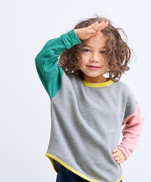 Life Support Products(ライフサポートプロダクツ)の「ワッフルロンT(Tシャツ/カットソー・キッズ・ブルー/杢グレー/チャコール/オレンジ/イエロー/パープル/オフホワイト/ホワイト系その他/グリーン/ピンク/グレー系その他2/ホワイト系/グレー系その他/ホワイト系その他2・100/95/90/80/110/150/140/130/120)」の16枚目の写真