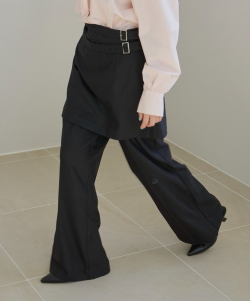 【韓国LEVAR レバー】Double Layered Slacks LURAKU スラックス 「LURAKU」two tuck wide straight slacks