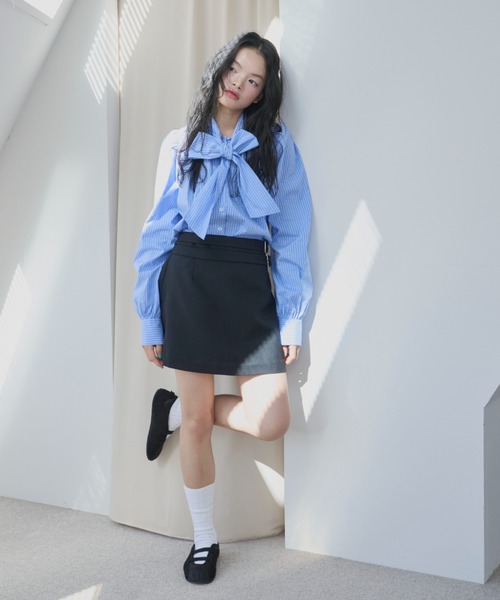 haek（ハク）の「layered pants/レイヤードパンツ（その他パンツ・レディース・ネイビー/ブラック・FREE）」の3枚目の写真