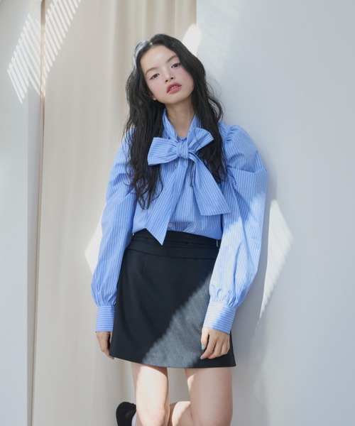 haek（ハク）の「layered pants/レイヤードパンツ（その他パンツ・レディース・ネイビー/ブラック・FREE）」の4枚目の写真