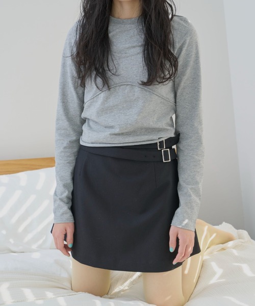 haek（ハク）の「layered pants/レイヤードパンツ（その他パンツ・レディース・ネイビー/ブラック・FREE）」の6枚目の写真