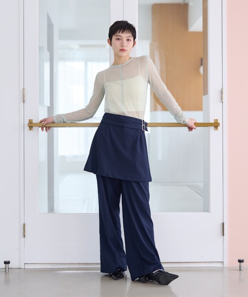【韓国LEVAR レバー】Double Layered Slacks セール】layered pants/レイヤードパンツ（その他パンツ）｜haek