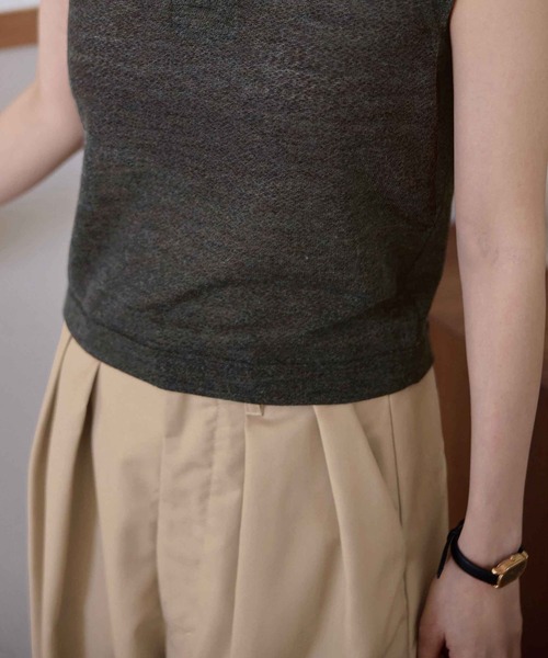 CHAN ME（チャンミ）の「ノースリーブメランジポロトップス（Tシャツ/カットソー・レディース・ブラウン/ブラック・MEDIUM/LARGE/X-LARGE）」の8枚目の写真