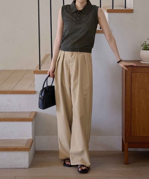 CHAN ME（チャンミ）の「ノースリーブメランジポロトップス（Tシャツ/カットソー・レディース・ブラウン/ブラック・MEDIUM/LARGE/X-LARGE）」の6枚目の写真