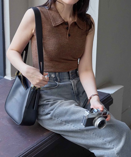 CHAN ME（チャンミ）の「ノースリーブメランジポロトップス（Tシャツ/カットソー・レディース・ブラウン/ブラック・MEDIUM/LARGE/X-LARGE）」の19枚目の写真