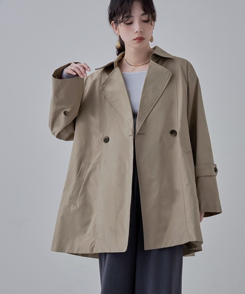 etoll.(エトル)の「トレンチライクAラインコート(トレンチコート・レディース・ベージュ/アイボリー/ブラック・M)」の4枚目の写真