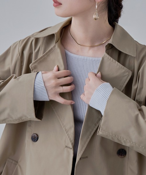 etoll.(エトル)の「トレンチライクAラインコート(トレンチコート・レディース・ベージュ/アイボリー/ブラック・M)」の5枚目の写真