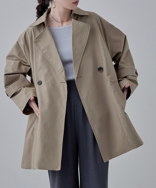 etoll.(エトル)の「トレンチライクAラインコート(トレンチコート・レディース・ベージュ/アイボリー/ブラック・M)」の9枚目の写真