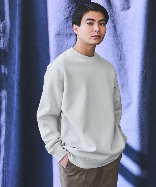 green label relaxing(グリーンレーベルリラクシング)の「ダブルニット クルーネック カットソー(Tシャツ/カットソー・メンズ・ライトグレー/ターコイズブルー/ダークグレー・M/XL/L/S)」の1枚目の写真