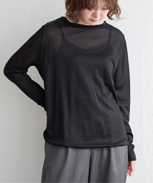 notch.(ノッチ)の「ラメシアーロンT(Tシャツ/カットソー・レディース・ブラック/ベージュ/シルバー・M)」の5枚目の写真