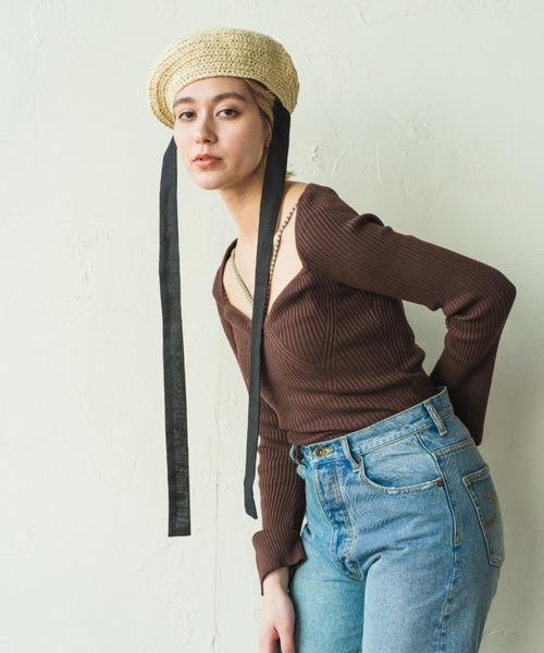 ORIENT MILLINERY（オリエント ミリナリー）の「JENNE【ｼﾞｪﾝﾇ】（ハンチング/ベレー帽・レディース・ブラック/カーキ/ブラウン/ベージュ・FREE）」の3枚目の写真