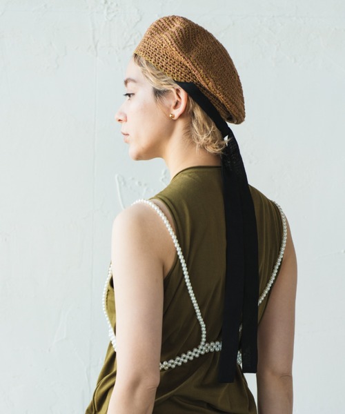 ORIENT MILLINERY（オリエント ミリナリー）の「JENNE【ｼﾞｪﾝﾇ】（ハンチング/ベレー帽・レディース・ブラック/カーキ/ブラウン/ベージュ・FREE）」の2枚目の写真