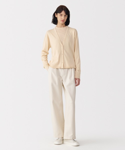 MUJI Labo(ムジラボ)の「〔MUJI Labo〕婦人 コットンハイゲージニットカーディガン(カーディガン/ボレロ・レディース・オートミール/ブラック/アイボリー・XL/L/M/S)」の2枚目の写真