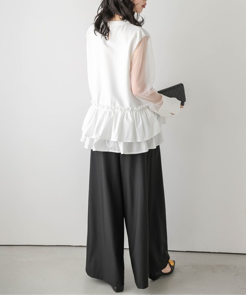 AMELY(エミリー)の「シアースリーブ フリルヘムトップス(シャツ/ブラウス・レディース・ブラック/ホワイト・フリー)」の15枚目の写真
