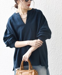 【WEB限定】SHIPS any:〈洗濯機可能〉USAコットン 裏毛 スキッパー ルーズ スウェット