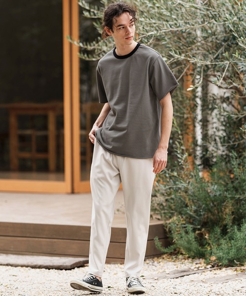 CAMBIO（カンビオ）の「mt9501-ミニ裏毛カットオフウェットリンガーT（Tシャツ/カットソー・メンズ・ホワイト×ブルー/ホワイト×グレー/チャコールグレー×ブラック/グレー×ピンク・S/M/L）」の8枚目の写真