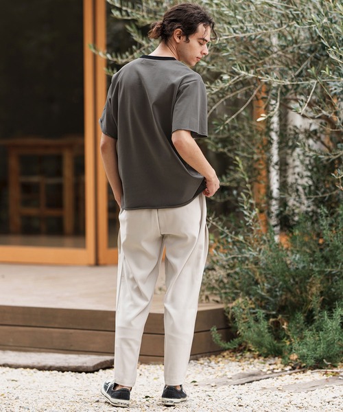 CAMBIO（カンビオ）の「mt9501-ミニ裏毛カットオフウェットリンガーT（Tシャツ/カットソー・メンズ・ホワイト×ブルー/ホワイト×グレー/チャコールグレー×ブラック/グレー×ピンク・S/M/L）」の10枚目の写真