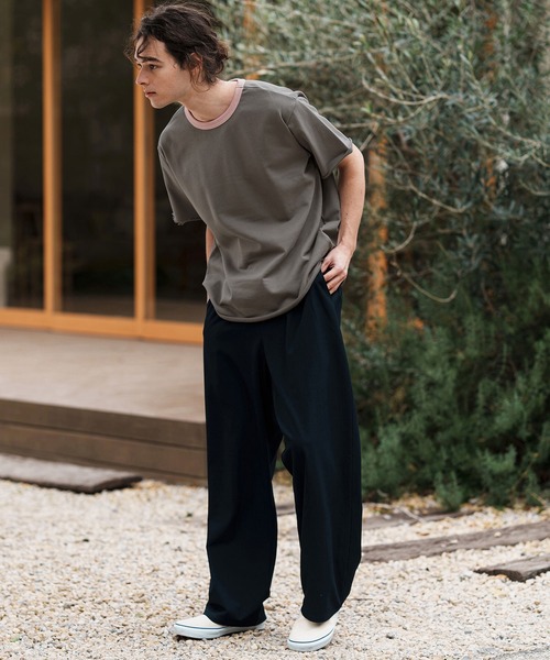 CAMBIO（カンビオ）の「mt9501-ミニ裏毛カットオフウェットリンガーT（Tシャツ/カットソー・メンズ・ホワイト×ブルー/ホワイト×グレー/チャコールグレー×ブラック/グレー×ピンク・S/M/L）」の15枚目の写真