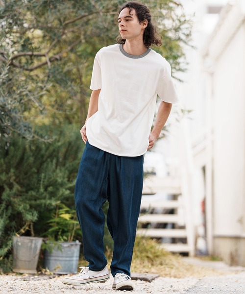 CAMBIO（カンビオ）の「mt9501-ミニ裏毛カットオフウェットリンガーT（Tシャツ/カットソー・メンズ・ホワイト×ブルー/ホワイト×グレー/チャコールグレー×ブラック/グレー×ピンク・S/M/L）」の20枚目の写真