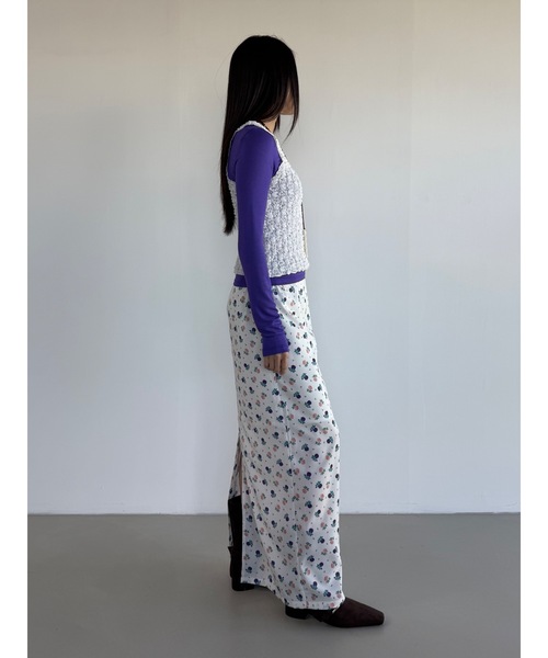 Didot.showroom（ディドット ショールーム）の「【DIDOT.】フラワープリントバンディンロングスカート（スカート・レディース・ブラック/ブルー/アイボリー・FREE）」の11枚目の写真