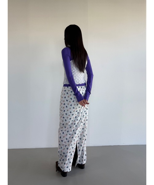 Didot.showroom（ディドット ショールーム）の「【DIDOT.】フラワープリントバンディンロングスカート（スカート・レディース・ブラック/ブルー/アイボリー・FREE）」の15枚目の写真