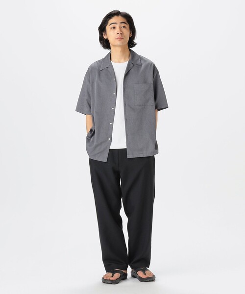 B:MING by BEAMS(ビーミングバイビームス)の「<ビジカジ対応>【セットアップ対応】接触冷感 速乾 防しわ クールファイバー ユーティリティ オープンカラー シャツ(シャツ/ブラウス・メンズ・ネイビー/グレー/チャコールグレー・S/M/L/XL)」の4枚目の写真