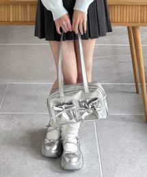 clear | ダブルポケットリボンスクエアバッグ［ガーリー 推し活］≪2025SS新作≫(ハンドバッグ)