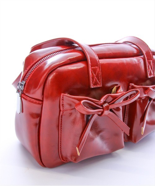 clear（クリア）の「ダブルポケットリボンスクエアバッグ［ガーリー 推し活 韓国ファッション］≪2025SS新作≫（ハンドバッグ・レディース・ブラック/シルバー/レッド・F）」の5枚目の写真