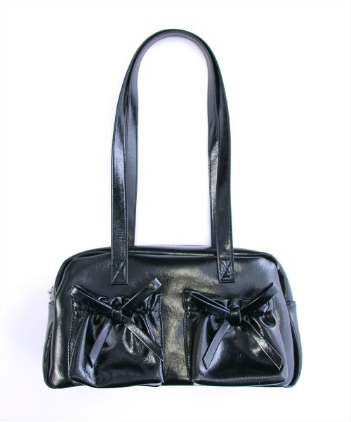 clear（クリア）の「ダブルポケットリボンスクエアバッグ［ガーリー 推し活 韓国ファッション］≪2025SS新作≫（ハンドバッグ・レディース・ブラック/シルバー/レッド・F）」の7枚目の写真