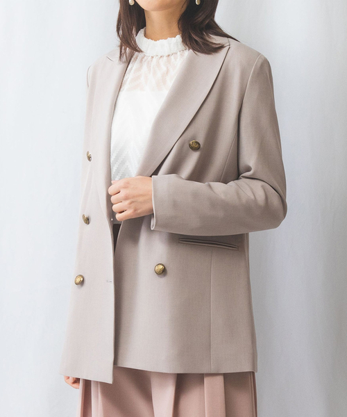 NARACAMICIE】合繊ツイルダブルブレストジャケット（テーラード