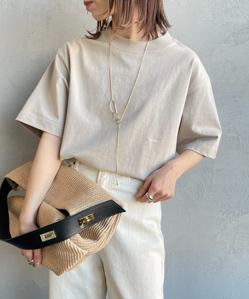 GYMPHLEX（ジムフレックス）の「[GYMPHLEX/ジムフレックス] ヘビーウェイトジャージー ワイドシルエットTシャツ（Tシャツ/カットソー・レディース・ライトグレー/ネイビー/チャコール/オフホワイト/ブルーグレー/グレイッシュベージュ・XS/M/L）」の5枚目の写真