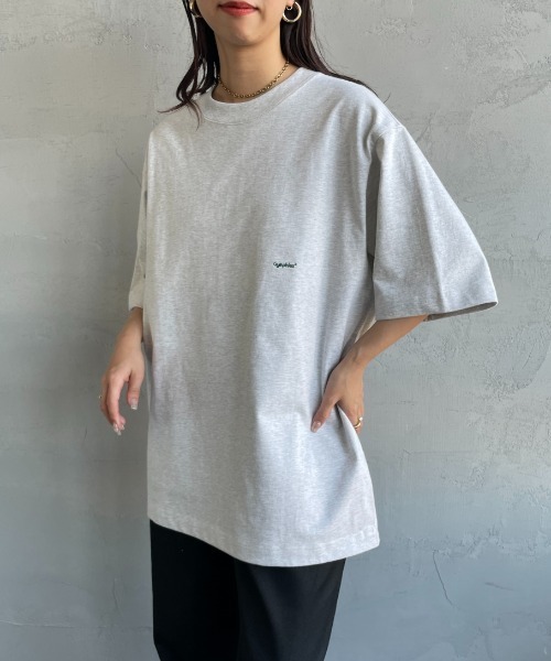 GYMPHLEX（ジムフレックス）の「[GYMPHLEX/ジムフレックス] ヘビーウェイトジャージー ワイドシルエットTシャツ（Tシャツ/カットソー・レディース・ライトグレー/ネイビー/チャコール/オフホワイト/ブルーグレー/グレイッシュベージュ・XS/M/L）」の22枚目の写真