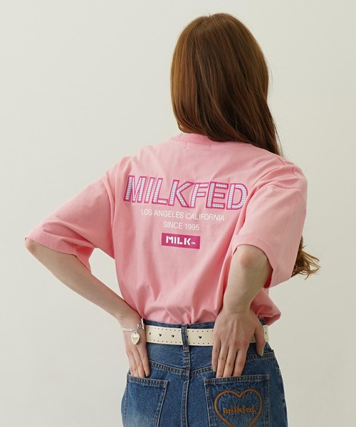 シャツ ブラウス ミルクフェド レディース 長袖 MILKFED BACK LOGO PLAID SHIRT 103231014009 ベージュ 紫 MILKFED. シャツ ブラウス ミルクフェド レディース 長袖